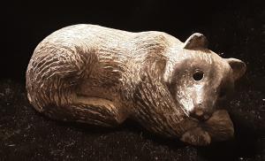 Handmade Soapstone Sleeping Bear Wolf Sculpture