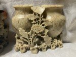 Pair of Vintage Hand-Carved Chinese Soapstone Vases