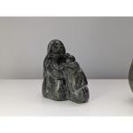 Set of 2 Inuit Soapstone Carvings: Seal & Family