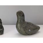Set of 2 Inuit Soapstone Carvings: Seal & Family