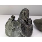 Set of 2 Inuit Soapstone Carvings: Seal & Family