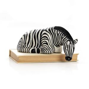 Soapstone Zebra Shelf Sculpture - Hand Carved