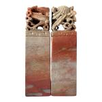 Chinese Soapstone Dragon & Phoenix Seal Stamp Set