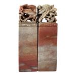 Chinese Soapstone Dragon & Phoenix Seal Stamp Set