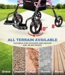 Flyingjoy 2-in-1 Rollator Walker for Seniors with Seat, Heavy Duty Transport Chair Combo 300 lbs Capacity, All-Terrain Lightweight Foldable Wheelchair, Anti-Tip Brakes, Adjustable Height 33.5"-40"