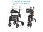 AOJIN All Terrain Rollator Walker Lightweight Foldable 8 In Wheels 300lb Senior