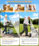 Lightweight Upright Rollator Walker All-Terrain Ultra Compact One-Click Folding with seat and Adjustable Height backrest, 300 lbs Capacity, 8" Wheels for Seniors, Adults, Includes Cane Holders