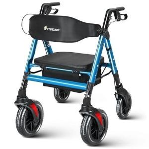 FlyingJoy 450lb Heavy Duty Rollator Walker Extra Wide Seat Blue