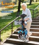 Lightweight Upright Rollator Walker All-Terrain Ultra Compact One-Click Folding with seat and Adjustable Height backrest, 300 lbs Capacity, 8" Wheels for Seniors, Adults, Includes Cane Holders