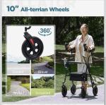 ELENKER All-Terrain Upright Rollator Walker, Stand Up Rolling Walker with 10’’