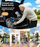 Lightweight Upright Rollator Walker All-Terrain Ultra Compact One-Click Folding with seat and Adjustable Height backrest, 300 lbs Capacity, 8" Wheels for Seniors, Adults, Includes Cane Holders