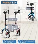 Lightweight Upright Rollator Walker All-Terrain Ultra Compact One-Click Folding with seat and Adjustable Height backrest, 300 lbs Capacity, 8" Wheels for Seniors, Adults, Includes Cane Holders