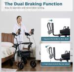 ELENKER All-Terrain Upright Rollator Walker, Stand Up Rolling Walker with 10’’