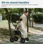 ELENKER All-Terrain Upright Rollator Walker, Stand Up Rolling Walker with 10’’