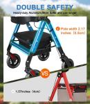 FlyingJoy 450lb Heavy Duty Rollator Walker Extra Wide Seat Blue