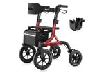 MAXWALK Foldable Rollator Walker Seat 12" Rubber Wheels All Terrain Senior RED
