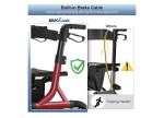 MAXWALK Foldable Rollator Walker Seat 12" Rubber Wheels All Terrain Senior RED