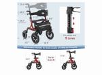 MAXWALK Foldable Rollator Walker Seat 12" Rubber Wheels All Terrain Senior RED