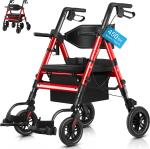 Walker Wheelchair, 2 in 1 Rollator Transport Chair, 10"All Terrain Wheels, 450lb