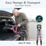 HolyHeal Walkers for Seniors, Rollator Walker with Seat and Backrest, 10" Big Wheels All Terrain, Rolling Walker Foldable Supports 350lb, Lightweight & Height Adjustable, Cane & Cup Holder, Burgundy