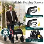 HolyHeal Walkers for Seniors, Rollator Walker with Seat and Backrest, 10" Big Wheels All Terrain, Rolling Walker Foldable Supports 350lb, Lightweight & Height Adjustable, Cane & Cup Holder, Burgundy