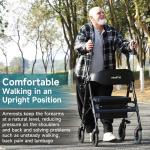 StrollAid Upright Walkers for Seniors 450lbs Heavy Duty Stand Up Rollator Walker