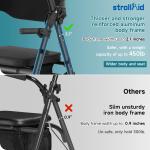 StrollAid Upright Walkers for Seniors 450lbs Heavy Duty Stand Up Rollator Walker