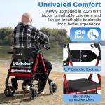 Walker Wheelchair, 2 in 1 Rollator Transport Chair, 10"All Terrain Wheels, 450lb