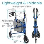 Lightweight Folding 3-Wheel Rollator for Seniors
