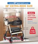 FlyingJoy Rollator Walker with Seat,450Lb Rolling Walker, Extra-Wide Heavy-Duty Rollator Walker with Seat and Brakes for Seniors and Adults Bariatric with Large Aluminum (Champagne)