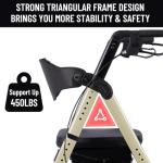 FlyingJoy Rollator Walker with Seat,450Lb Rolling Walker, Extra-Wide Heavy-Duty Rollator Walker with Seat and Brakes for Seniors and Adults Bariatric with Large Aluminum (Champagne)