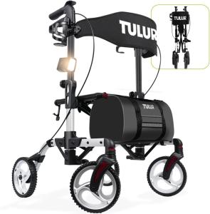 TULUR All Terrain Rollator Walker for Seniors w/Seat 8" Wheels - SILVER 400 LBS