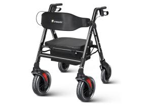 Rollator Walker with Seat,450Lb Rolling Walker, Extra-Wide Heavy-Duty Rollator