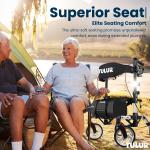TULUR All Terrain Rollator Walker for Seniors w/Seat 8" Wheels - SILVER 400 LBS