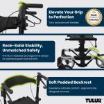 TULUR All Terrain Rollator Walker for Seniors w/Seat 8" Wheels - SILVER 400 LBS