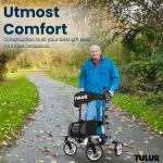 TULUR All Terrain Rollator Walker for Seniors w/Seat 8" Wheels - SILVER 400 LBS