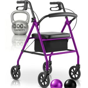 Vive Mobility Ultralight Folding Rollator Walker - Purple
