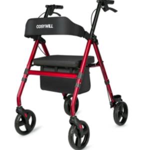 Cosywill Rollator Walker  Lightweight Folding All Terrain 8" Wheels, Red