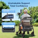 BlessReach Heavy Duty Upright Rollator Walker for Seniors with Seat, 450lb Capacity, 8" All-Terrain Wheels, 6 Height Adjustments, Padded Seat & Backrest, Easy Assembly, Foldable Design, Black