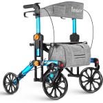 FLYINGJOY All-Terrain Rollator Walker for Seniors with Seat and Backrest Blue
