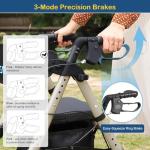 Foldable Rollator Walker with Seat for Seniors - Lightweight Rolling Walkers with Brakes, 300 lb Capacity, 8" All-Terrain Wheels, Adjustable Handles and Seat Height & Removable Storage Bag, Champagne