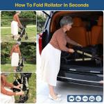 Foldable Rollator Walker with Seat for Seniors - Lightweight Rolling Walkers with Brakes, 300 lb Capacity, 8" All-Terrain Wheels, Adjustable Handles and Seat Height & Removable Storage Bag, Champagne