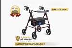 Medline Heavy Duty Steel Bariatric Rollator, 350 LB Weight Capacity, Burgundy