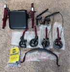 Medline Heavy Duty Steel Bariatric Rollator, 350 LB Weight Capacity, Burgundy