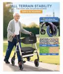 Rollator Walker with Seat,450Lb Rolling Walker, Extra-Wide Heavy-Duty Rollator