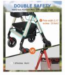 Rollator Walker with Seat,450Lb Rolling Walker, Extra-Wide Heavy-Duty Rollator