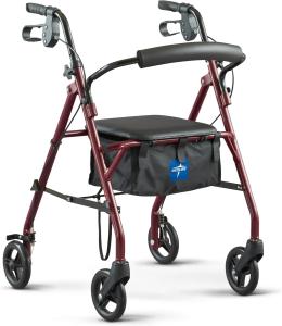 All-Terrain Rollator Walker for Seniors Rubber Wheels Foldable Lightweight 350lb