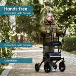 ELENKER ALL-TERRAIN UPRIGHT ROLLATOR WALKER, STAND UP ROLLING WALKER - GREEN