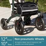 ELENKER ALL-TERRAIN UPRIGHT ROLLATOR WALKER, STAND UP ROLLING WALKER - GREEN