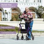 Deluxe ELENKER Heavy Duty Upright Rollator Walker Stand Up Medical Aid Purple US